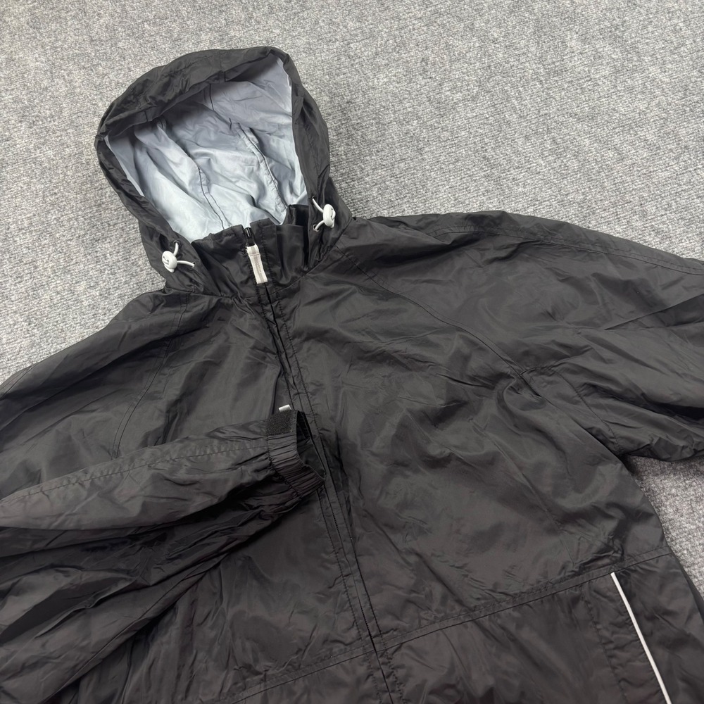 Bossini Windbreaker‎ Jacket Size Medium Black Hooded Full Zip Nylon Men's